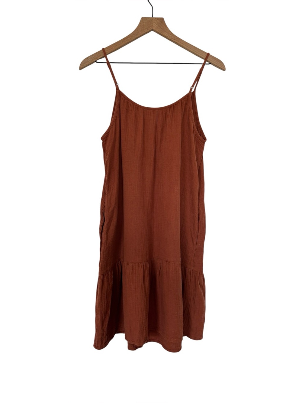 Universal Thread Rust Orange Ruffle Sundress Pockets Boho Cottagecore Size S